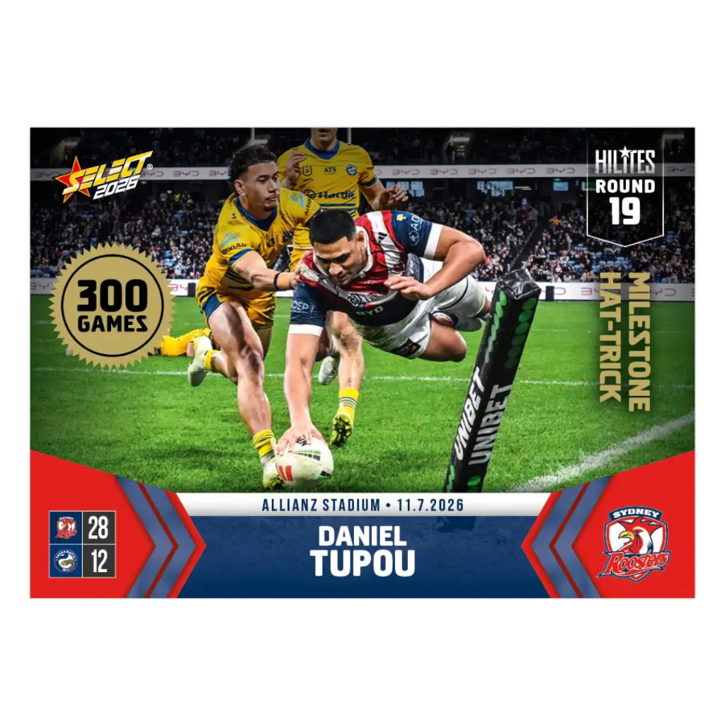 Select Australia 2026 NRL Hilites Round 19 Card Daniel Tupou Sydney Roosters