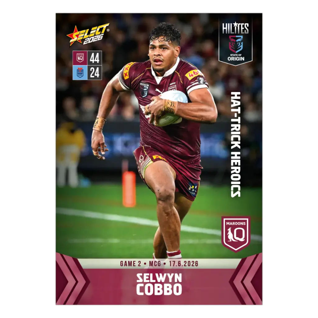 Select Australia 2026 NRL Hilites State of Origin Game 2 Card Selwyn Cobbo QLD Maroons