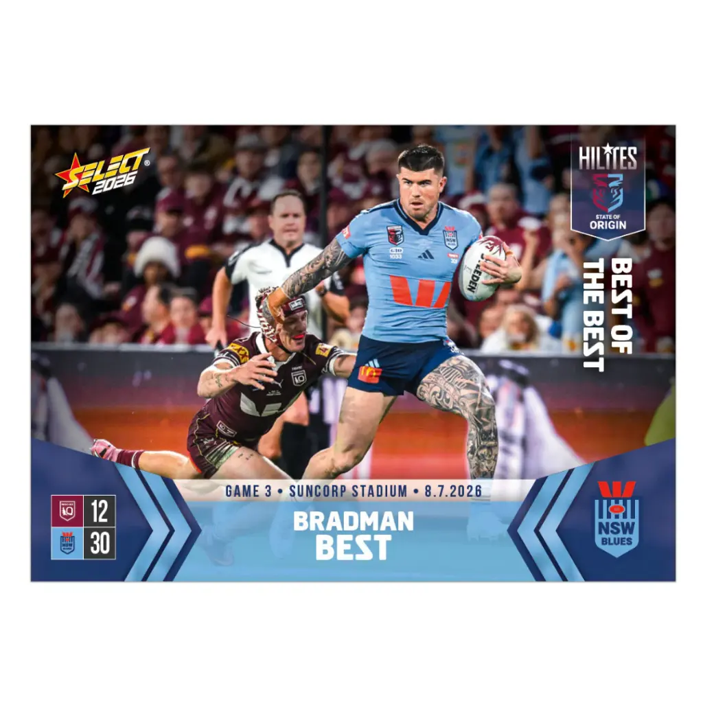 Select Australia 2026 NRL Hilites State of Origin Game 3 Card Bradman Best NSW Blues