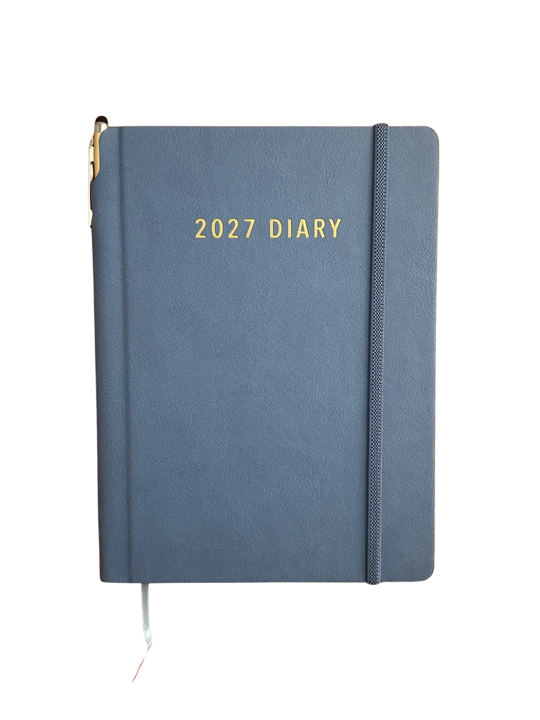 2027 Diary A5 Week-To-View (WTV) with Pen - Ocean Blue