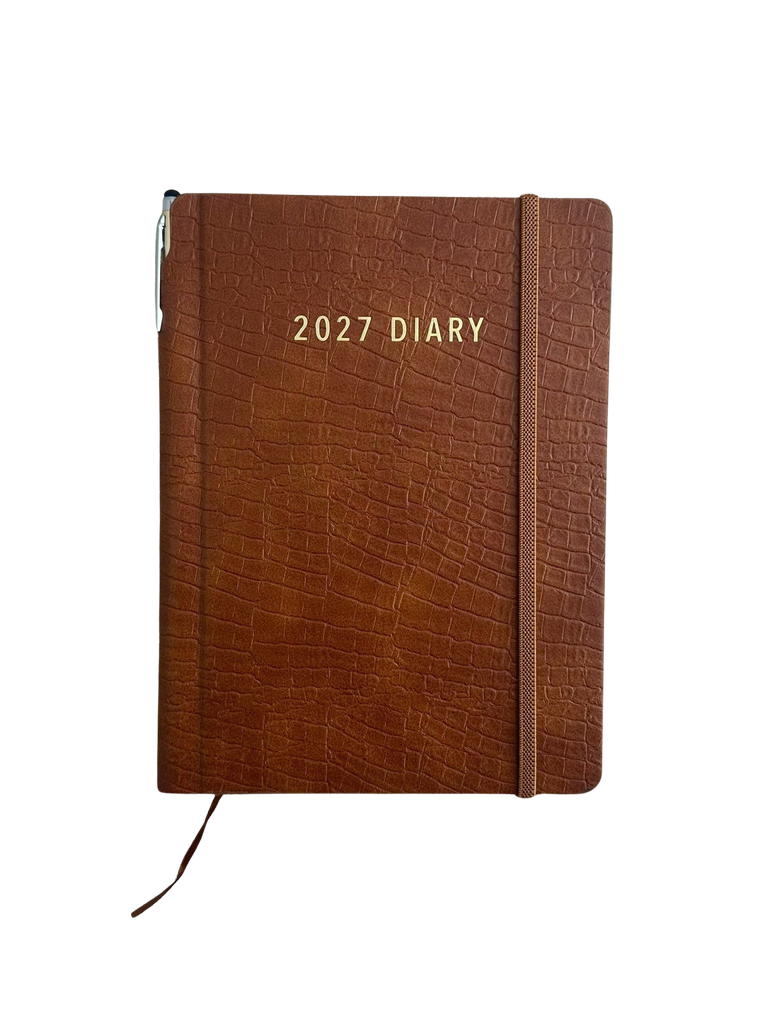 2027 Diary A5 Week-To-View (WTV) with Pen - Croc Tan