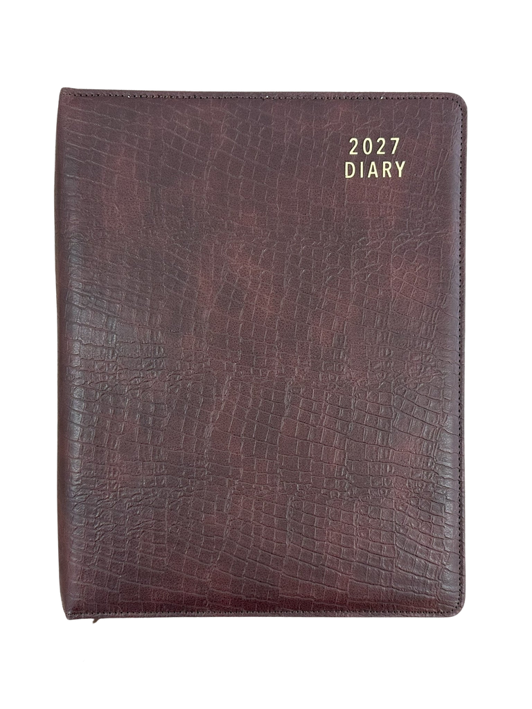 2027 Diary A4 Day-To-A-Page (DTP) Spiral Croc Chocolate