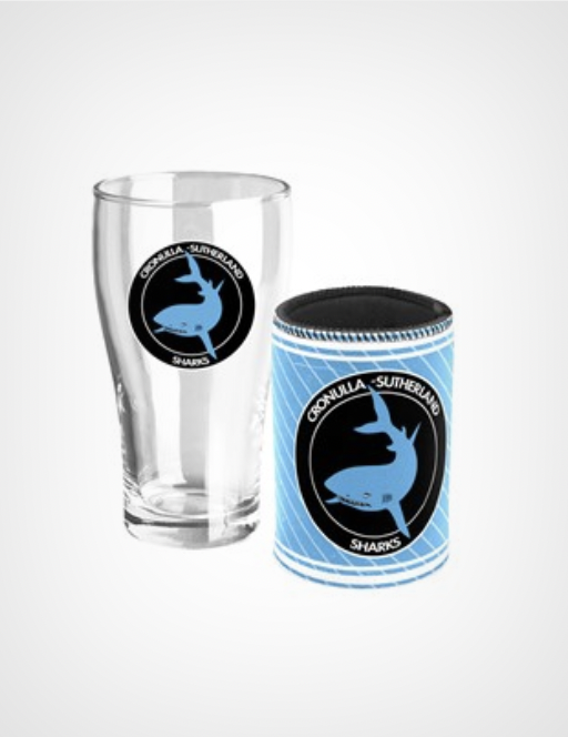 NRL Cronulla-Sutherland Sharks Heritage Pint Glass and Can Cooler