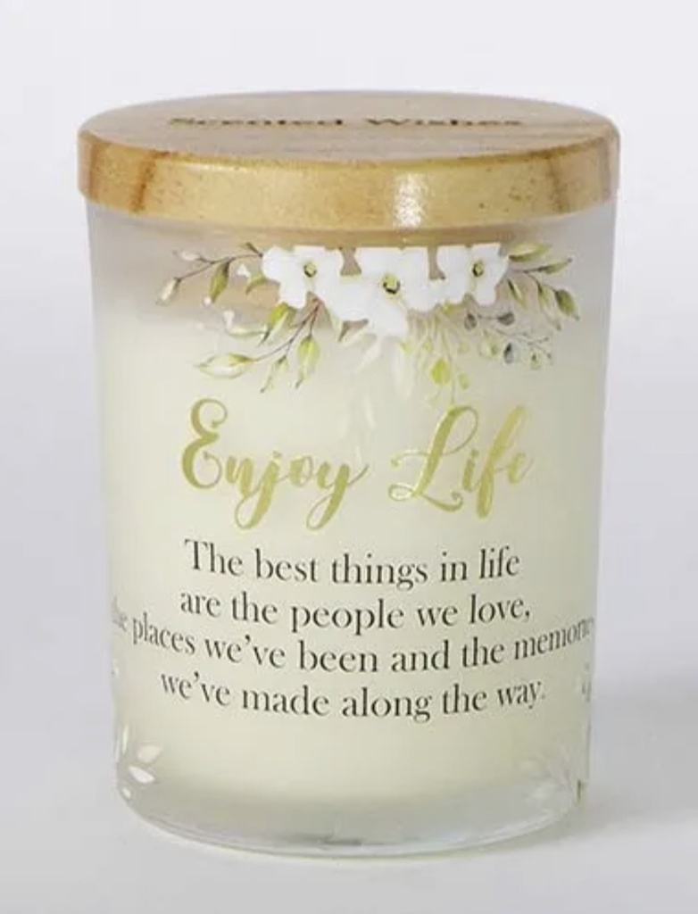 Scented Wishes Candle in Glass Jar Enjoy Life - Arton Giftware