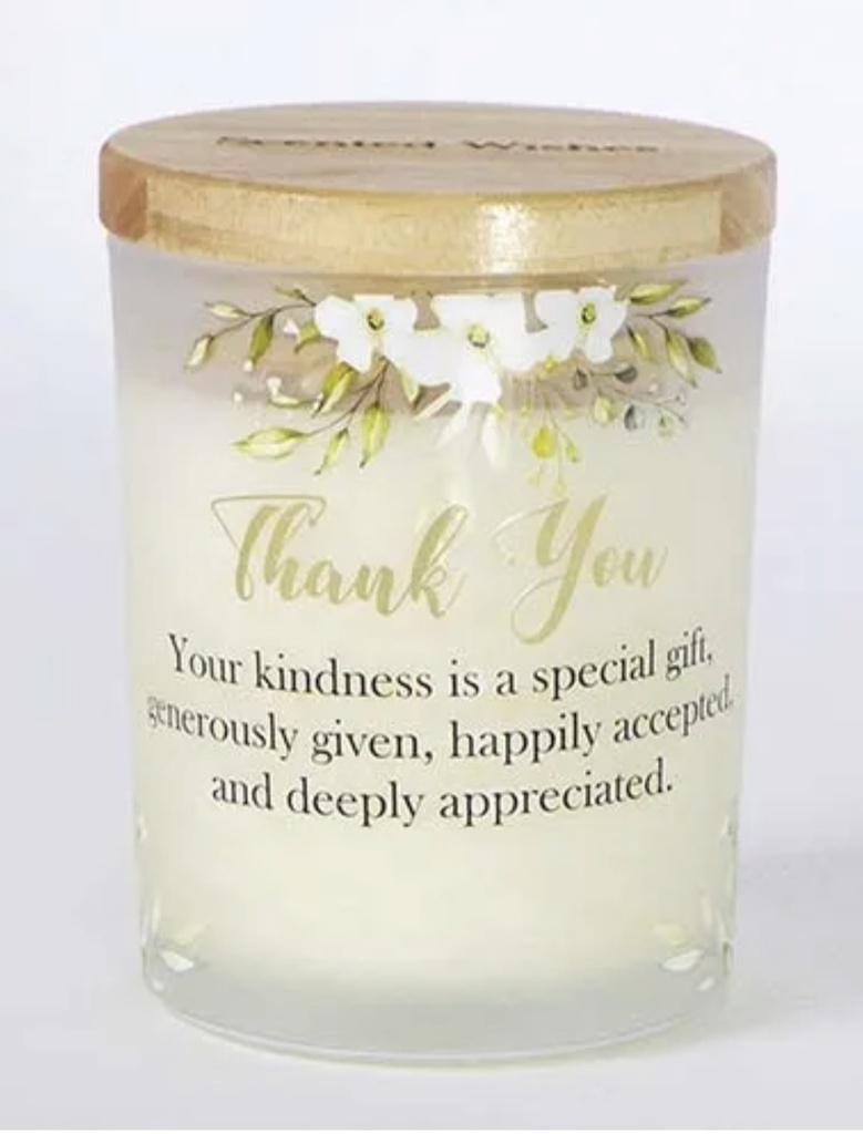 Scented Wishes Candle in Glass Jar Thank You - Arton Giftware
