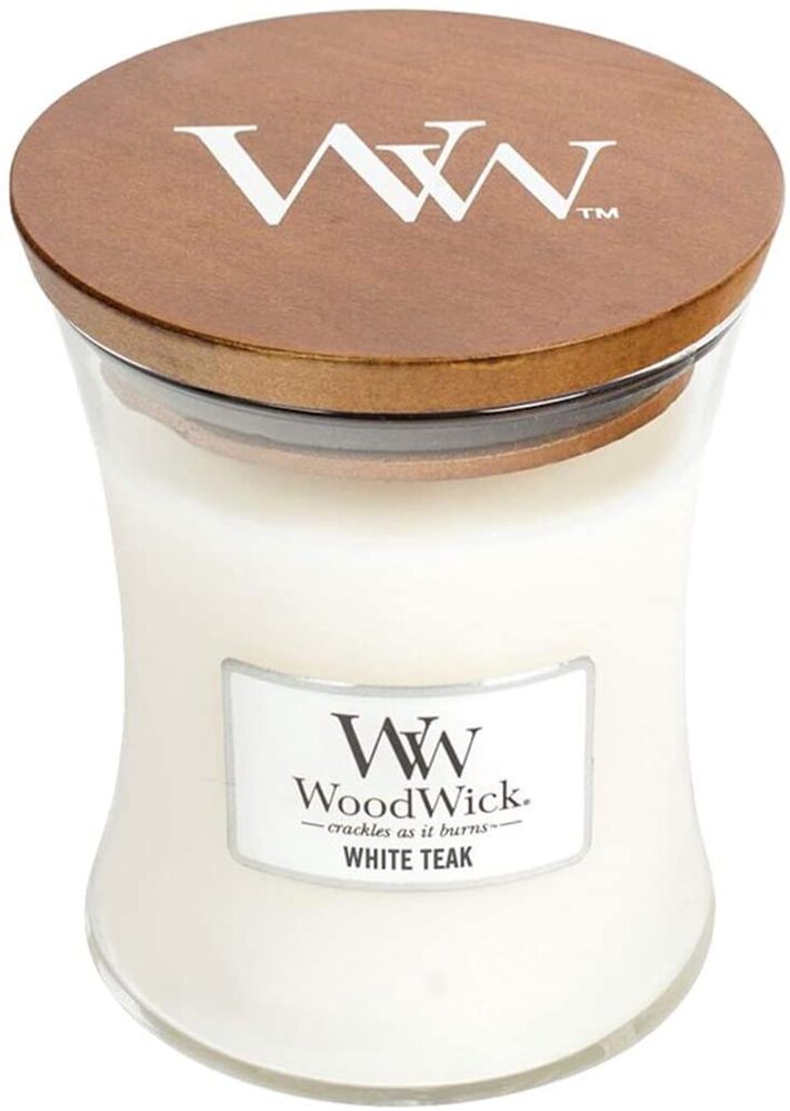 White Teak Medium Candle - WoodWick