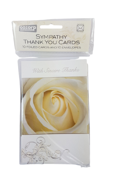 Sympathy Thank You Card Set - Cream Rose - Ozcorp