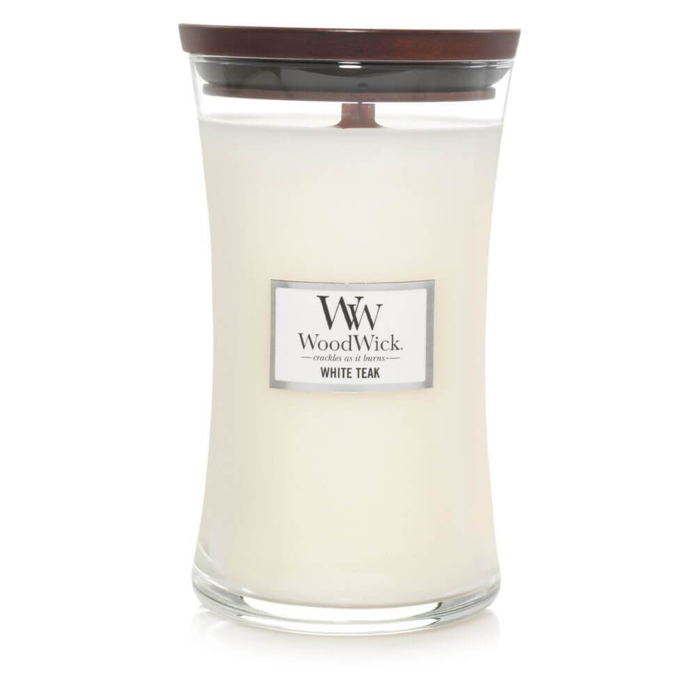 White Teak Large Candle - Woodwick