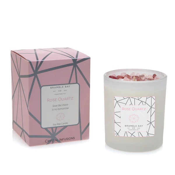 Bramble Bay Co- Rose Quartz Crystal Infusions Candle