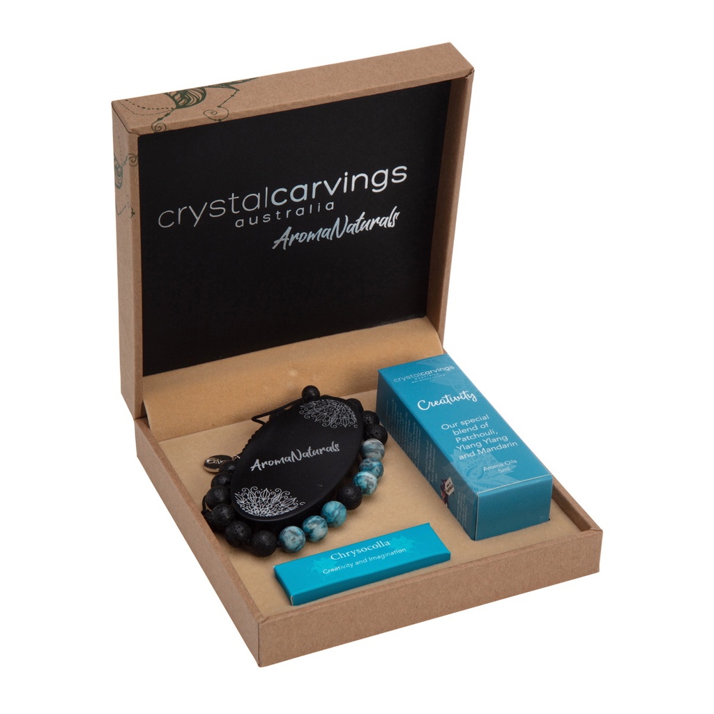 Creativity/Chrysocolla & Lava Stone Bracelet Aroma Set - Bramble Bay Co