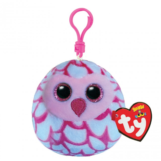 Pinky The Owl - Ty Squishy Beanies Clip (Squish-A-Boos)