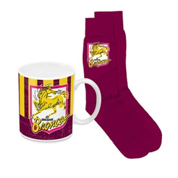 NRL Brisbane Broncos Heritage Mug & Sock Gift Pack