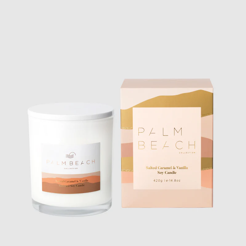 Salted Caramel & Vanilla Soy Candle 420g - Palm Beach Collection