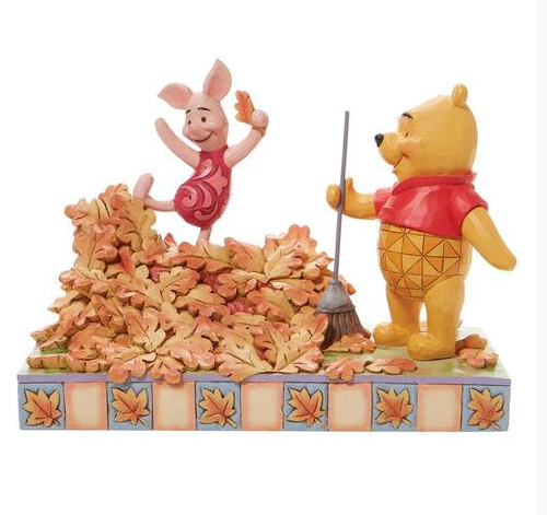 Disney Traditions - Winnie The Pooh - Pooh & Piglet In Leaves "Jumping Into Fall" Figurine