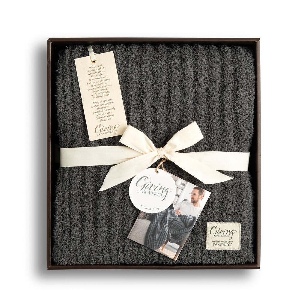 Demdaco Men's Giving - 140cm/55" Grey Knit Fabric Blanket