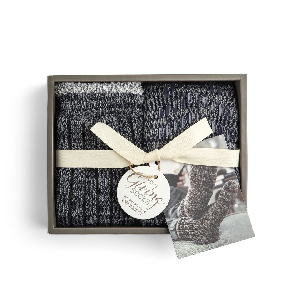 Demdaco Men's Giving - Navy Slipper Socks