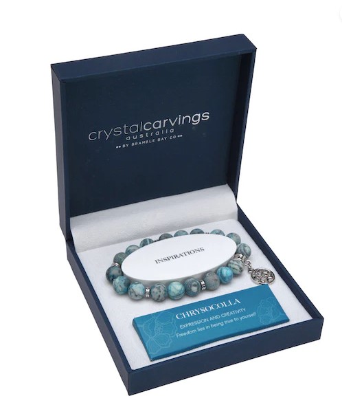 Charm Bracelet - Chrysocolla Matte Tree Of Life - Bramble Bay