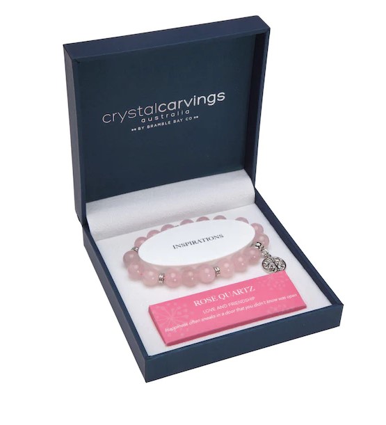 Bramble Bay Co - Rose Quartz Tree of Life Charm Bracelet