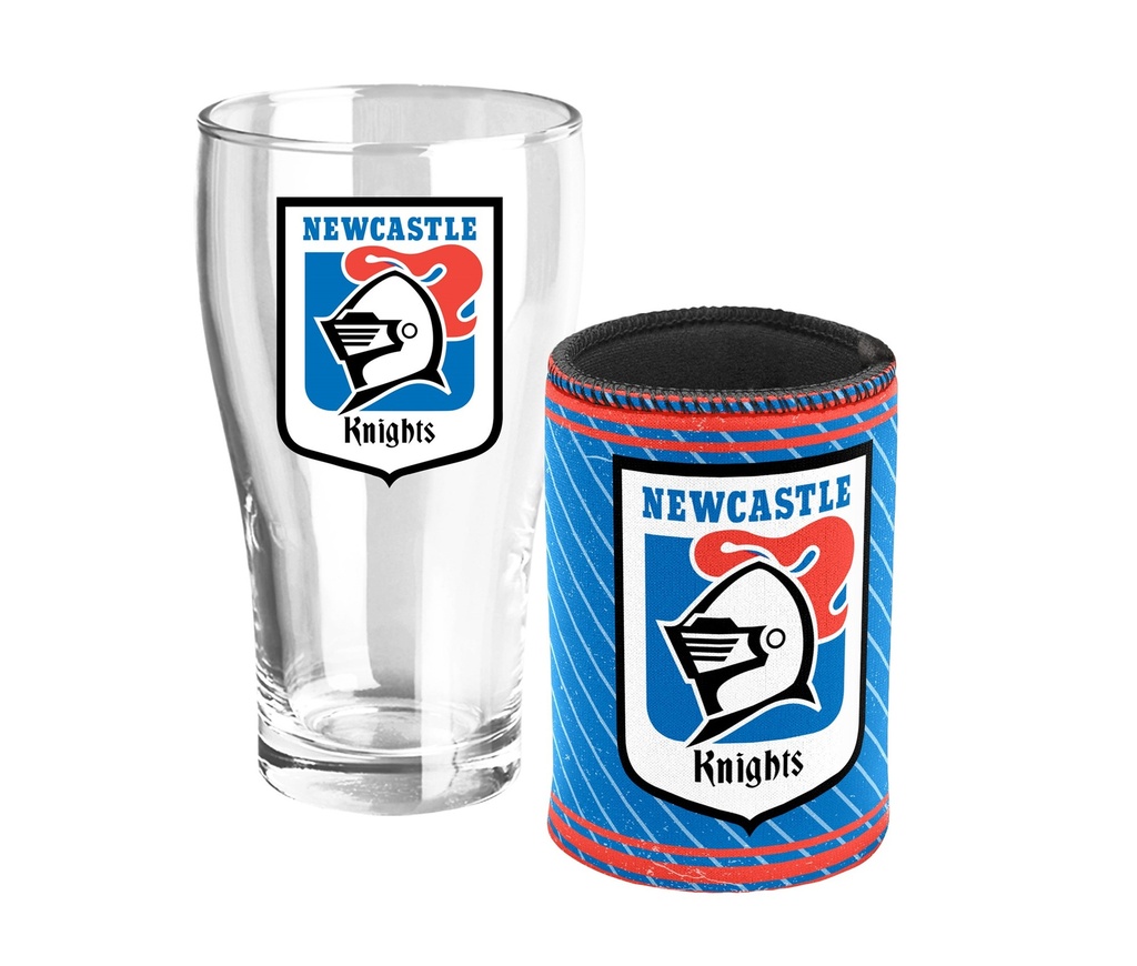 NRL Newcastle Knights Heritage Pint Glass and Can Cooler