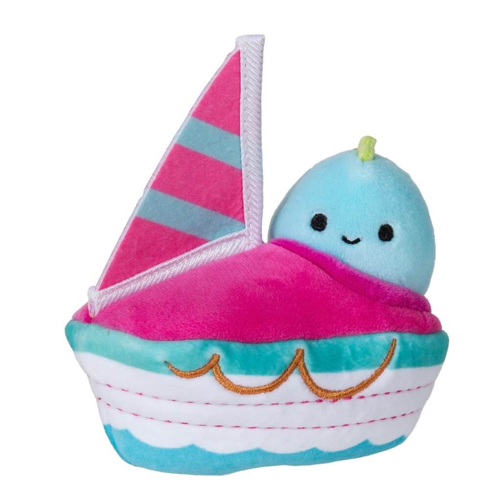 Squishmallows Squishville Mini Plush in Vehicle - Dino and Boat