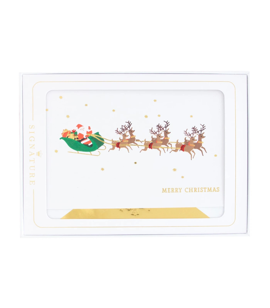 Hallmark Signature Boxed Christmas Cards (Pack of 8) - Santa and Reindeers