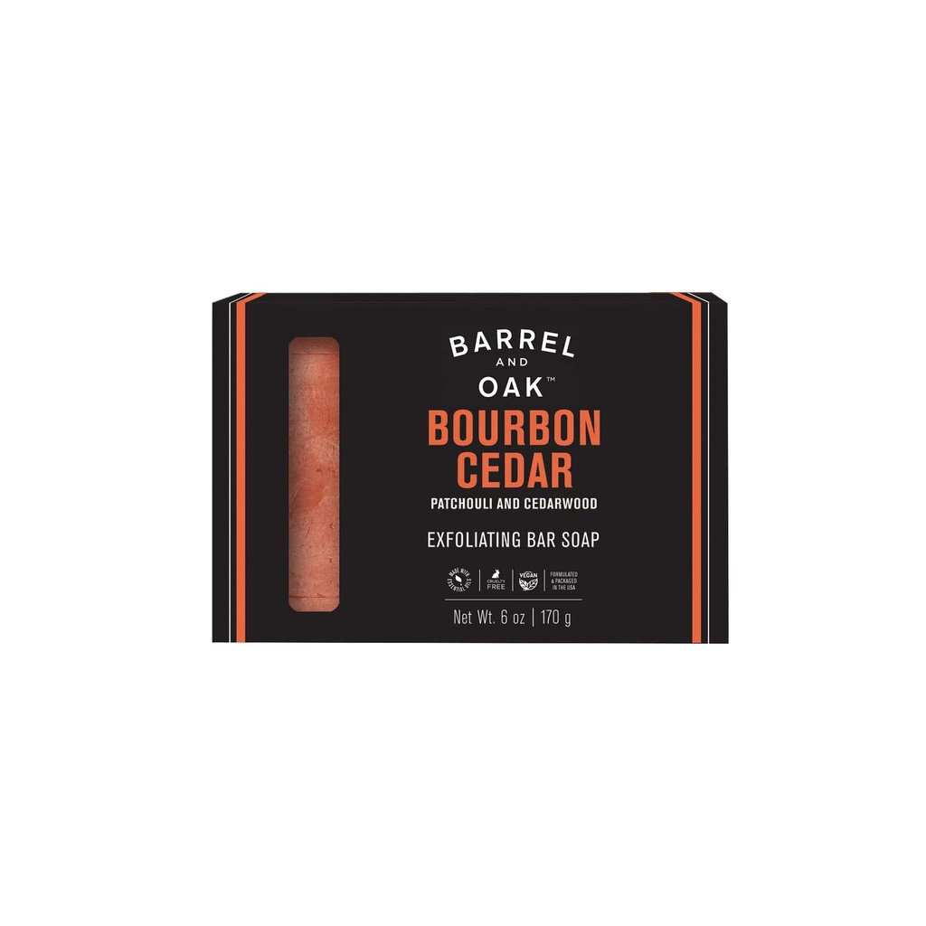 Exfoliating Bar Soap - Bourbon Cedar 6 oz - Barrel and Oak