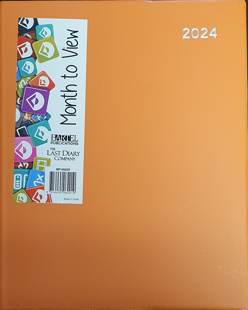 2024 Diary Quarto Planner Month to View - Orange