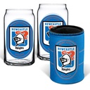 [NRL4001AG] NRL Newcastle Knights 2 Glasses & Can Cooler Gift Pack