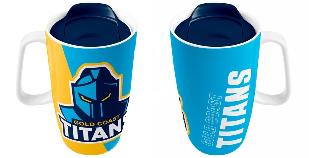 NRL Gold Coast Titans Travel Mug w/ Handle