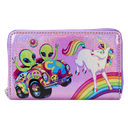 Lisa Frank - Holographic Glitter Color Block Zip Around Wallet - Loungefly
