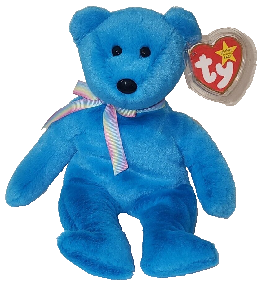 TEDDY II Blue Bear TY Beanie Babies Regular