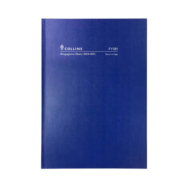 Collins Financial Year Diary 2024-2025 Kingsgrove A5 Day to a Page (Blue)