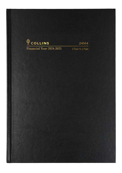Collins Financial Year Diary 2024-2025 A4 2 Days to a Page (Black)