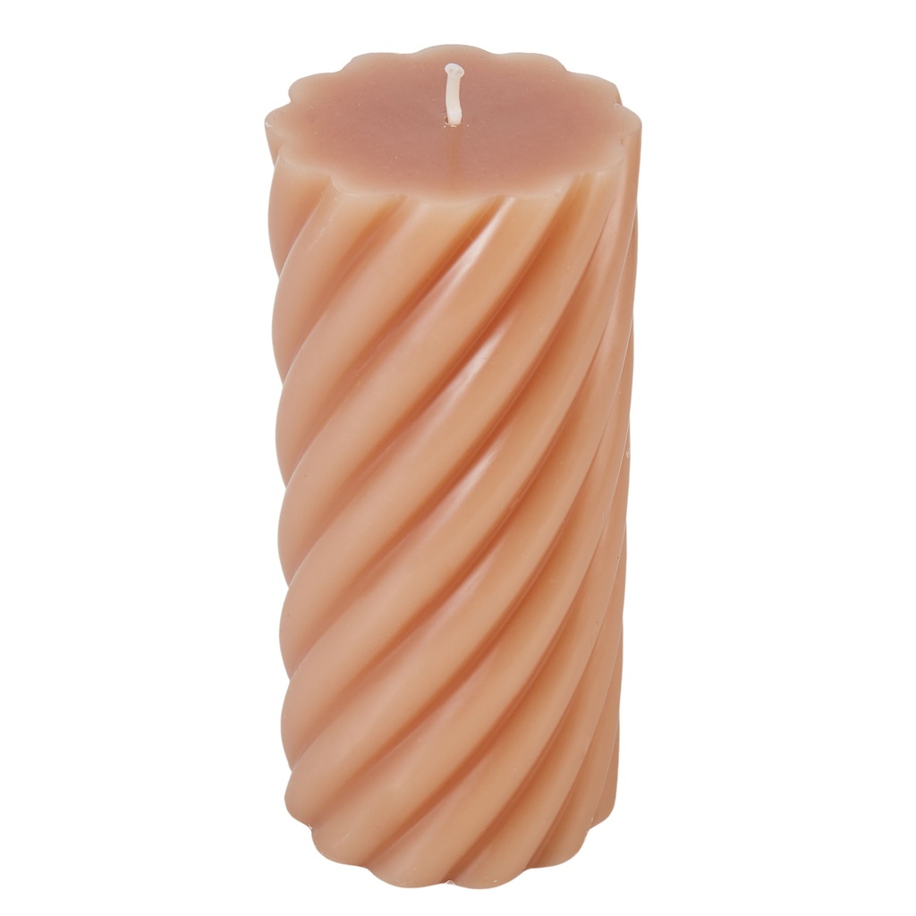Maisie Swirl Pillar Candle 15cm Nude - Amalfi