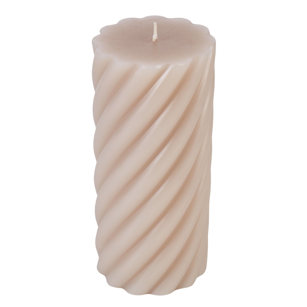 Maisie Swirl Pillar Candle 15cm Latte - Amalfi