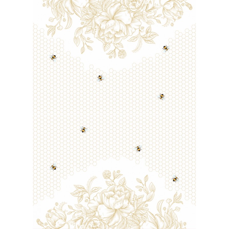 Beeutiful Bees Tea Towel - Gold Flower