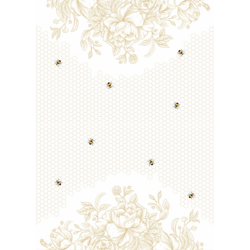 Beeutiful Bees Tea Towel - Gold Flower