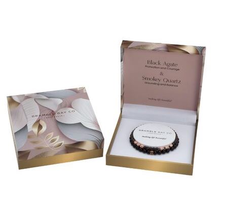 Bramble Bay Co - Black Agate & Smokey Quartz (Rose Gold) Elegance Bracelet