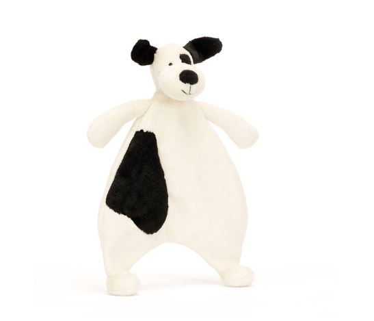 Bashful Black & Cream Puppy Comforter - Jellycat