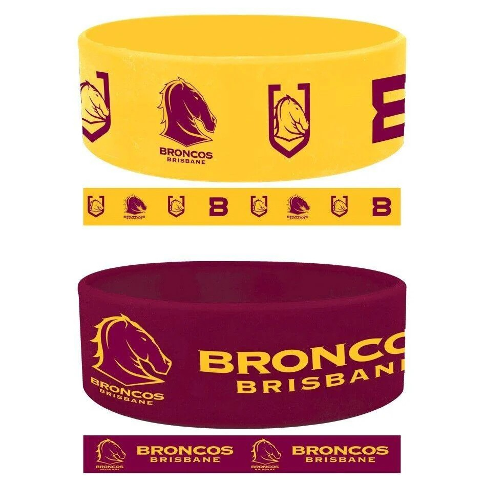 NRL Brisbane Broncos Silicone Wrist Bands 2 Pack
