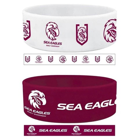 NRL Manly Warringah Sea Eagles Silicone Wrist Bands 2 Pack