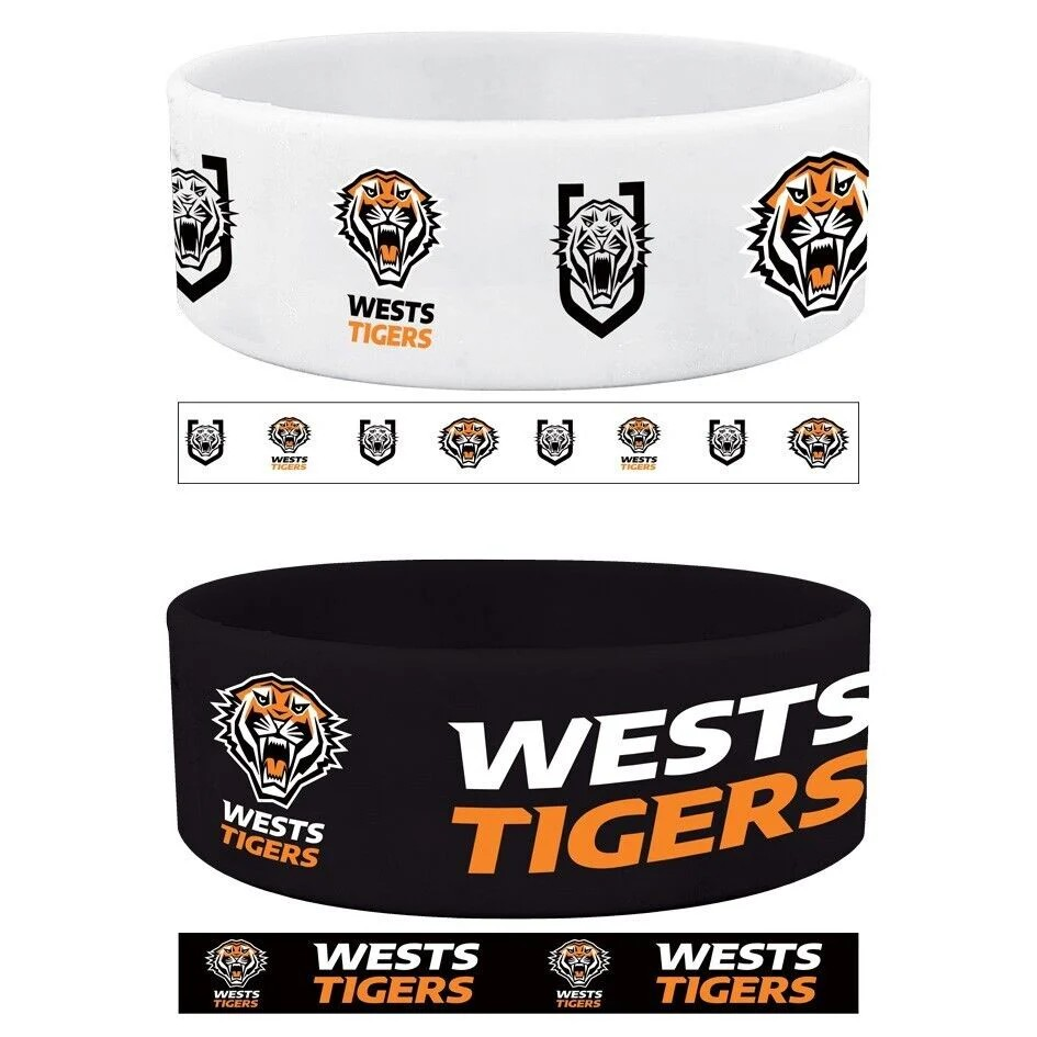 NRL Wests Tigers Silicone Wrist Bands 2 Pack