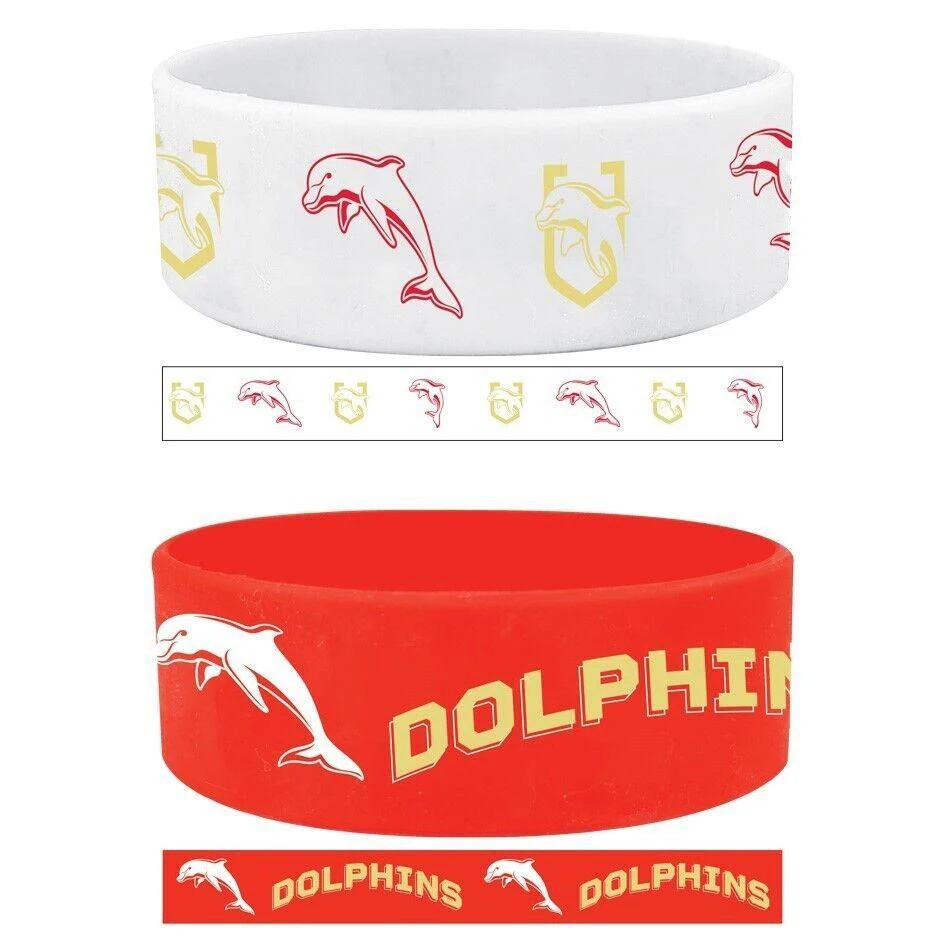 NRL Dolphins Silicone Wrist Bands 2 Pack