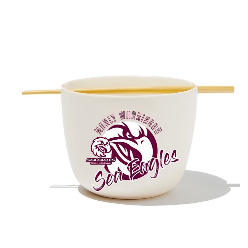 NRL Manly Warringah Sea Eagles Noodle Bowl with Chopsticks