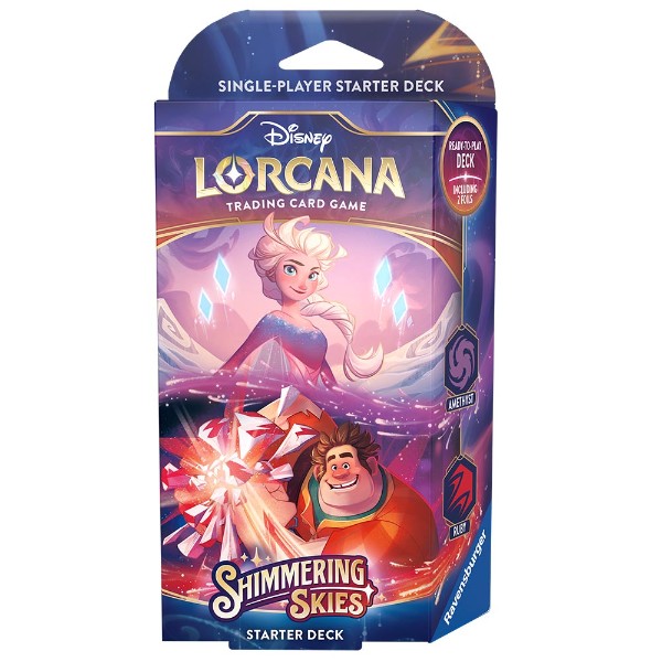 Disney Lorcana Trading Cards Shimmering Skies Ruby/Amethyst Starter Deck