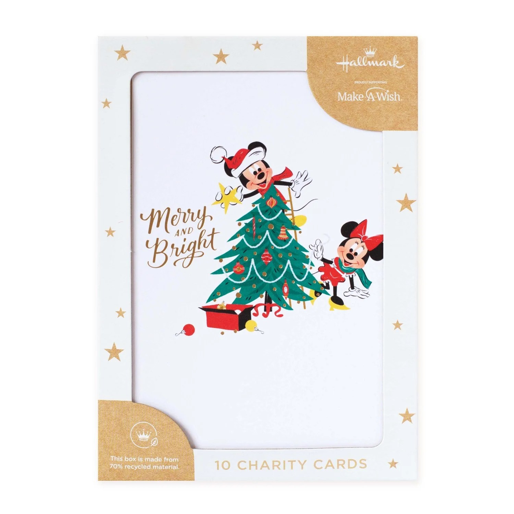 Hallmark Disney Mickey & Minnie Mouse Charity Christmas Cards 10 Pack