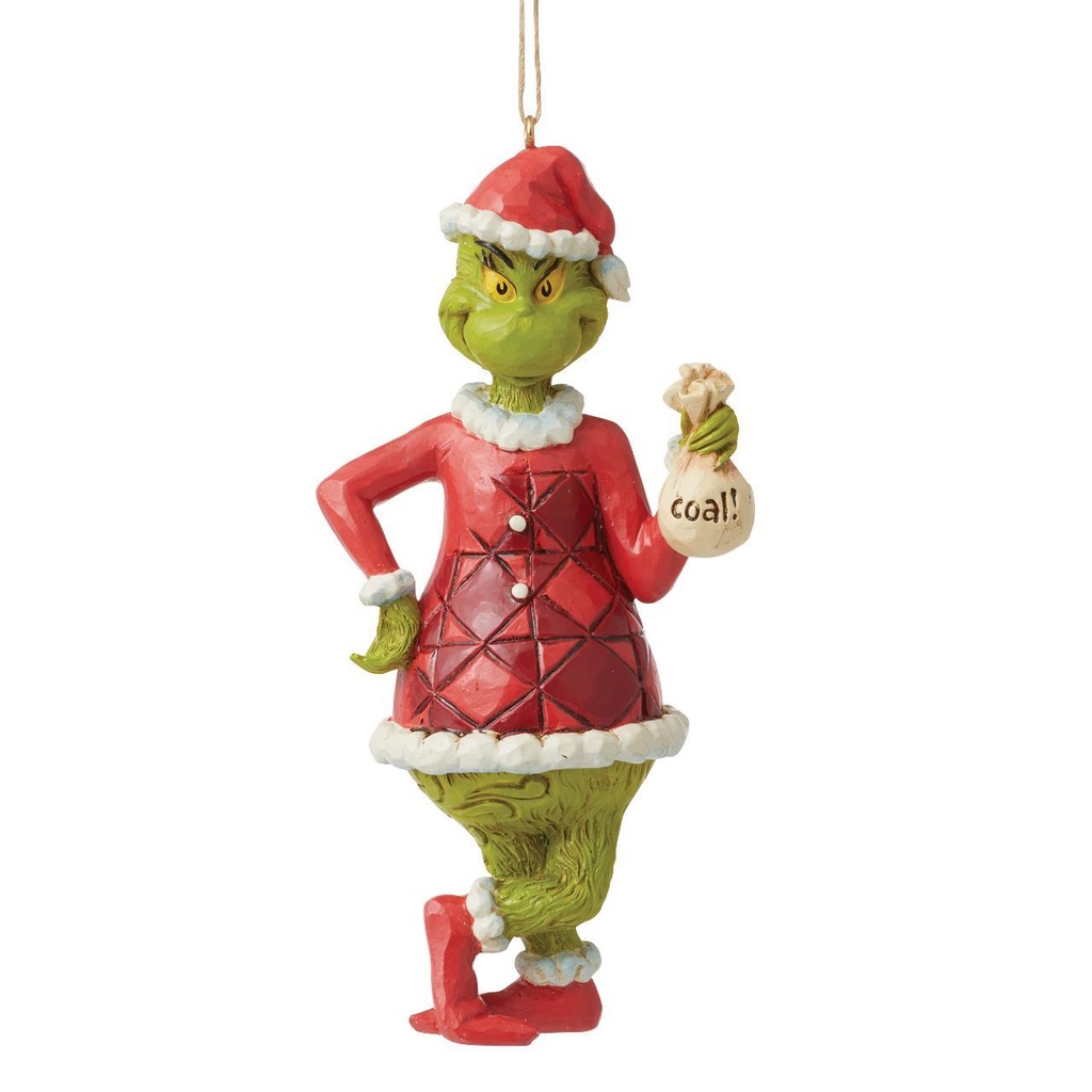 Dr Seuss The Grinch: Grinch with Coal Hanging Ornament - Disney Traditions by Jim Shore