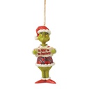 Dr Seuss The Grinch: Grinch Holding I'm Here For The Presents Sign Hanging Ornament (PVC) - Disney Traditions by Jim Shore