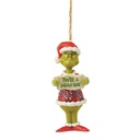 Dr Seuss The Grinch: Grinch Holding You're a Mean One Sign Hanging Ornament (PVC) - Disney Traditions by Jim Shore