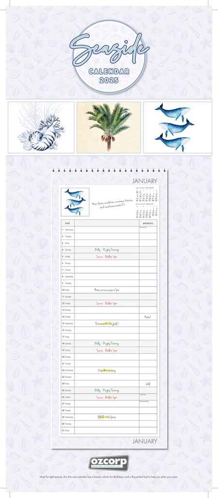 Seaside 2025 Slim Calendar